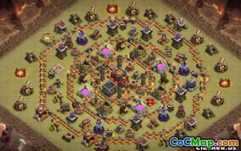 Top Coc Town Hall 10 تخطيطات قاعدة: الخرائط الزراعية والهجين #12841