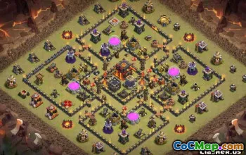 顶级COC市政厅10基本布局：农业和奖杯地图＃10966