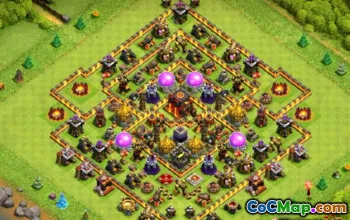 顶级COC市政厅10基本布局 - 农业和奖杯地图＃11798