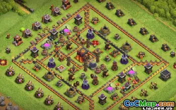 Top COC Town Hall 10 Base Diseños: Mapas de agricultura y trofeos #13078