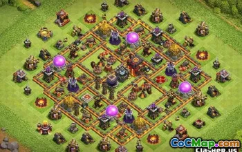 COC Top Coc Town Hall 10农业和奖杯的基本布局＃11385