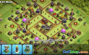 Primăria de top COC 10 machete de bază: Hărți de casă, război și trofee #13429