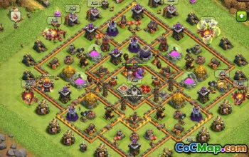 ზედა COC Town Hall 10 ბაზის განლაგება და ბმულები წარმატებისთვის #14290
