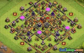 最高的COC市政厅10个基本布局和农业与奖杯的地图＃10128