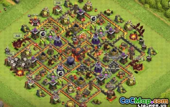 顶级COC市政厅10的基本布局和农业和奖杯的地图＃10427