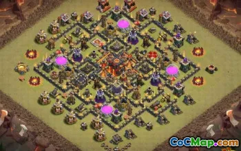 顶级COC市政厅10的基本布局和农业和奖杯的地图＃10968
