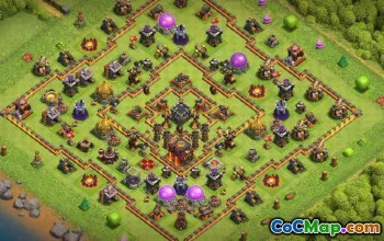 ტოპ COC Town Hall 10 ბაზის განლაგება და რუქები მეურნეობისა და ტროფის #16318