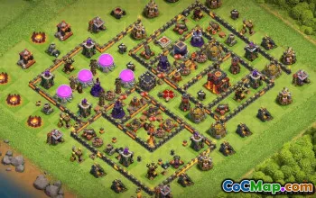 最高COC市政厅10基本布局和成功的地图＃9954