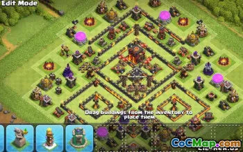 最高COC市政厅10基本布局和成功的地图＃9989