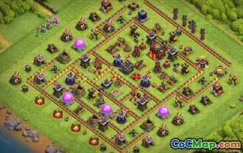 最高COC市政厅10的基本布局和战争与奖杯的地图＃11605