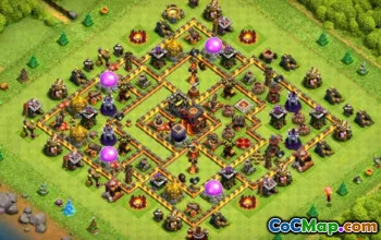 顶级COC市政厅10基础布局和地图 - 家庭，战争，奖杯＃11785