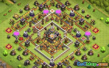 最高的COC市政厅11基本布局和战争与奖杯的地图＃13229
