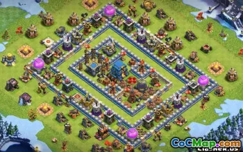 顶级COC市政厅12基础布局：农业，奖杯和混合动力＃10333