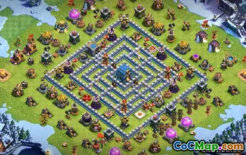 Tòa thị chính Coc hàng đầu 12 Bố cục cơ sở - Bản đồ Hybrid & Trophy #13297