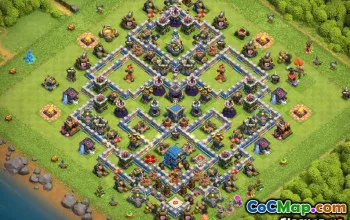 最高的COC市政厅12个基本布局和战争与奖杯的地图＃10517
