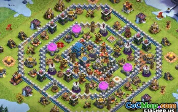 最高COC市政厅12个基本布局和战争与奖杯的地图＃12081