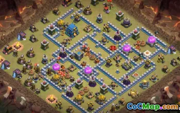 最高COC市政厅12个基本布局和战争与奖杯的地图＃9614