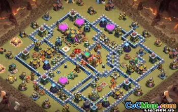 トップCOCタウンホール14ベースレイアウト：農業とトロフィーマップ＃13387