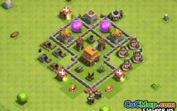 शीर्ष COC टाउन हॉल 4 बेस लेआउट: घर, युद्ध और खेती के नक्शे #14045