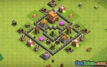 शीर्ष COC टाउन हॉल 4 बेस लेआउट और नक्शे - अब कॉपी करें! #14494