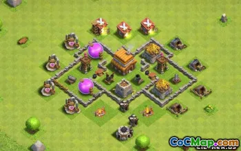 शीर्ष COC टाउन हॉल 4 बेस लेआउट और घर और युद्ध के लिए नक्शे #14043