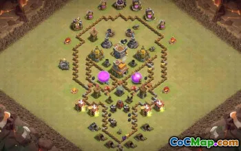 顶级COC市政厅7基础布局：奖杯与战争地图＃14718