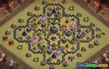 Top CoC Town Hall 9 ბაზის განლაგება: მეურნეობა და ტროფის რუქები #11516
