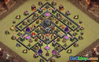 Top CoC Town Hall 9 ბაზის განლაგება: მეურნეობა და ტროფის რუქები #11522