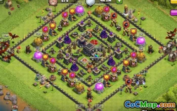 COC Town Hall 9 ბაზის განლაგება: მეურნეობა და ტროფეის რუქები #12532