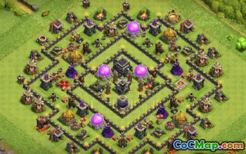 COC Town Hall 9 ბაზის განლაგება: მეურნეობა და ტროფეის რუქები #12604