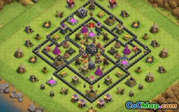 顶级COC市政厅9基础布局：农业和奖杯地图＃13996
