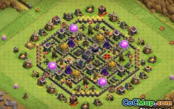 顶级COC市政厅9基础布局：农业和奖杯地图＃14599