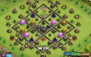 Top Coc Town Hall 9 ბაზის განლაგება მეურნეობისა და ტროფეებისთვის #10907