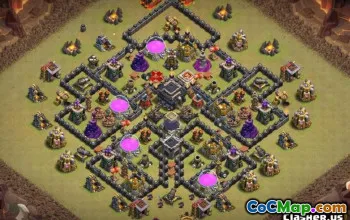 Top Coc Town Hall 9 ბაზის განლაგება მეურნეობისა და ტროფის #11573