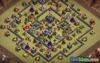 Top COC Town Hall 9 Base Diseños y mapas para agricultura y trofeos #13373