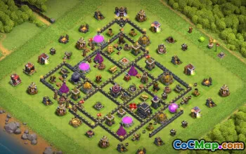 顶级 CoC 市政厅 9 成功基地布局和地图 #16517