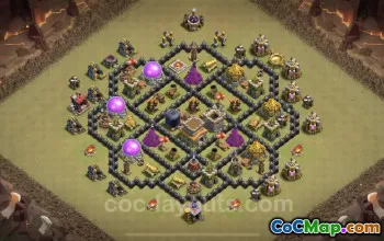 Top Hybrid Anti 2 Stars War Base TH8 - Clash of Clans #19115