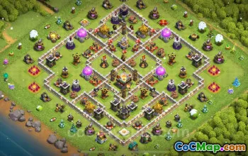 Top Hybrid Anti-Dragon TH11 Base with Link - Clash of Clans #25253