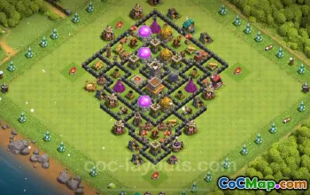 Top Hybrid Anti-Dragon TH8 Base Copy for Clash of Clans 2024 #18918