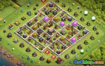 Top Hybrid TH11 Base Copy with Max Levels 2025 - COC #20079