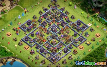 Top Hybrid TH15 Base Copy with Defense Link - Clash of Clans #26224