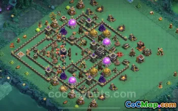 Top Hybrid TH9 Base Copy | Max Levels & Links - COC #24689