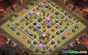 Top Max Level TH11 Hybrid War Base with Link for CWL #25371