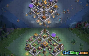 Top Max Levels Base Design for Builder Hall Level 9 - COC #23160