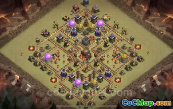 Top TH10 Anti 2 Stars Hybrid Base for Clash of Clans #19817
