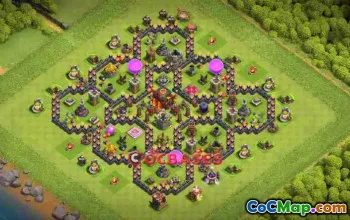 Top TH10 Hybrid Base: Anti 3 Star, Symmetric Defense #23127