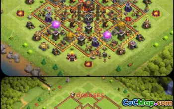 Top TH10 Hybrid Base for Clash of Clans - Symmetric & Strong #23190