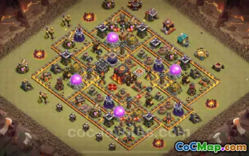 Top TH10 War Base 2024: Anti-Everything Hybrid with Link #24916