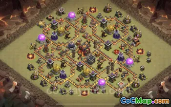 Top TH10 War Base with Link - Anti Everything Defense #24976