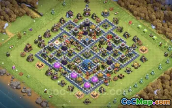 Top TH12 Base Design: Hybrid Anti-Dragon & Air Defense #20800